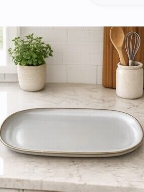 IKEA Dinera Gray Stoneware Serving Platter 14" Oval Serving Tray
